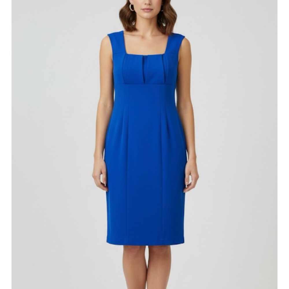 Calvin Klein Royal Blue‎ Pleated  Ponte Knit Sleeveless Dress Size 8